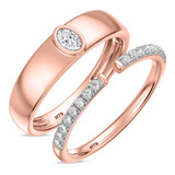 Photo of Niu 1/2 ct tw. Lab Grown Diamond Wedding Band Set 10K Rose Solid Gold [WB2660R]