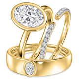 Photo of Niu 3 3/8 ct tw. Lab Grown Diamond Oval Solitaire Trio Set 14K Yellow Solid Gold [BT1919Y-I295]