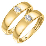 Photo of Niu 1/2 ct tw. Lab Grown Diamond Same Sex Mens Band Set 14K Yellow Solid Gold [WM2660Y]