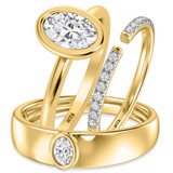 Photo of Niu 1 3/8 ct tw. Lab Grown Diamond Oval Solitaire Trio Set 14K Yellow Solid Gold [BT1918Y-I095]