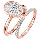 Photo of Niu 3 1/7 ct tw. Lab Grown Diamond Oval Solitaire Bridal Set 14K Rose Solid Gold [BR1919R-I295]