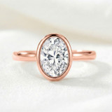 Photo of Niu 2 ct tw. Lab Grown Diamond Oval Solitaire Engagement Ring 10K Rose Solid Gold [BT2660RE-I195]