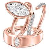 Photo of Niu 3 1/3 ct tw. Lab Grown Diamond Marquise Solitaire Trio Set 10K Rose Solid Gold [BT1924R-O295]