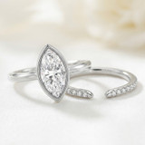 Photo of Niu 3 1/10 ct tw. Lab Grown Diamond Marquise Solitaire Bridal Set 10K White Solid Gold [BR1924W-O295]