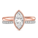 Photo of Niu 1 1/10 ct tw. Lab Grown Diamond Marquise Solitaire Bridal Set 10K Rose Solid Gold [BR1922R-O095]