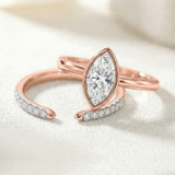 Photo of Niu 1 1/10 ct tw. Lab Grown Diamond Marquise Solitaire Bridal Set 10K Rose Solid Gold [BR1922R-O095]