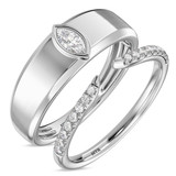 Photo of Niu 3/8 ct tw. Lab Grown Diamond Wedding Band Set 10K White Solid Gold [WB2656W]