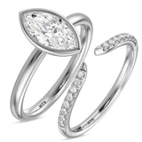 Photo of Niu 1 1/10 ct tw. Lab Grown Diamond Marquise Solitaire Bridal Set 10K White Solid Gold [BR1922W-O095]