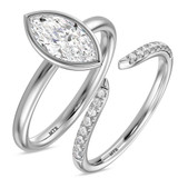 Photo of Niu 1 1/10 ct tw. Lab Grown Diamond Marquise Solitaire Bridal Set 10K White Solid Gold [BR1922W-O095]