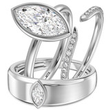 Photo of Niu 3 1/3 ct tw. Lab Grown Diamond Marquise Solitaire Trio Set 10K White Solid Gold [BT1924W-O295]