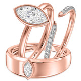 Photo of Niu 1 1/3 ct tw. Lab Grown Diamond Marquise Solitaire Trio Set 14K Rose Solid Gold [BT1922R-O095]