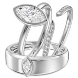 Photo of Niu 1 1/3 ct tw. Lab Grown Diamond Marquise Solitaire Trio Set 10K White Solid Gold [BT1922W-O095]