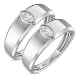Photo of Niu 1/2 ct tw. Lab Grown Diamond Same Sex Mens Band Set 10K White Solid Gold [WM2656W]