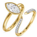 Photo of Niu 1 1/10 ct tw. Lab Grown Diamond Marquise Solitaire Bridal Set 10K Yellow Solid Gold [BR1922Y-O095]