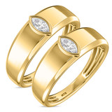 Photo of Niu 1/2 ct tw. Lab Grown Diamond Same Sex Mens Band Set 10K Yellow Solid Gold [WM2656Y]