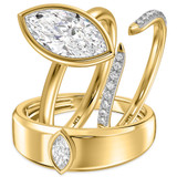 Photo of Niu 3 1/3 ct tw. Lab Grown Diamond Marquise Solitaire Trio Set 14K Yellow Solid Gold [BT1924Y-O295]