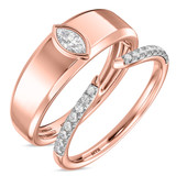 Photo of Niu 3/8 ct tw. Lab Grown Diamond Wedding Band Set 14K Rose Solid Gold [WB2656R]