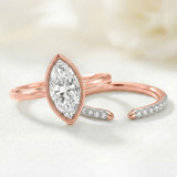 Photo of Niu 3 1/10 ct tw. Lab Grown Diamond Marquise Solitaire Bridal Set 14K Rose Solid Gold [BR1924R-O295]