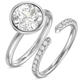Photo of Niu 3 1/7 ct tw. Lab Grown Diamond Round Solitaire Bridal Set 10K White Solid Gold [BR1926W-L295]