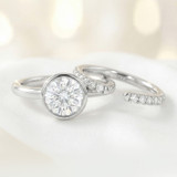 Photo of Niu 3 1/7 ct tw. Lab Grown Diamond Round Solitaire Bridal Set 10K White Solid Gold [BR1926W-L295]