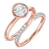 Photo of Niu 1 1/7 ct tw. Lab Grown Diamond Round Solitaire Bridal Set 14K Rose Solid Gold [BR1925R-L095]