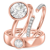 Photo of Niu 3 2/3 ct tw. Lab Grown Diamond Round Solitaire Trio Set 14K Rose Solid Gold [BT1926R-L295]
