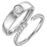Photo of Niu 3/4 ct tw. Lab Grown Diamond Wedding Band Set 14K White Solid Gold [WB2657W]