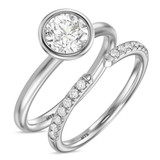 Photo of Niu 1 1/7 ct tw. Lab Grown Diamond Round Solitaire Bridal Set 10K White Solid Gold [BR1925W-L095]