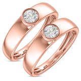 Photo of Niu 1 ct tw. Lab Grown Diamond Same Sex Mens Band Set 14K Rose Solid Gold [WM2657R]