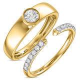 Photo of Niu 3/4 ct tw. Lab Grown Diamond Wedding Band Set 14K Yellow Solid Gold [WB2657Y]