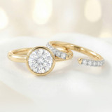 Photo of Niu 3 1/7 ct tw. Lab Grown Diamond Round Solitaire Bridal Set 14K Yellow Solid Gold [BR1926Y-L295]