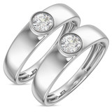 Photo of Niu 1 ct tw. Lab Grown Diamond Same Sex Mens Band Set 10K White Solid Gold [WM2657W]