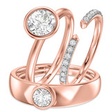 Photo of Niu 1 2/3 ct tw. Lab Grown Diamond Round Solitaire Trio Set 14K Rose Solid Gold [BT1925R-L095]