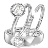 Photo of Niu 1 2/3 ct tw. Lab Grown Diamond Round Solitaire Trio Set 10K White Solid Gold [BT1925W-L095]