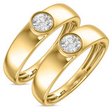 Photo of Niu 1 ct tw. Lab Grown Diamond Same Sex Mens Band Set 10K Yellow Solid Gold [WM2657Y]