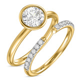 Photo of Niu 1 1/7 ct tw. Lab Grown Diamond Round Solitaire Bridal Set 14K Yellow Solid Gold [BR1925Y-L095]