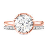 Photo of Niu 3 1/7 ct tw. Lab Grown Diamond Round Solitaire Bridal Set 14K Rose Solid Gold [BR1926R-L295]
