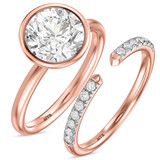 Photo of Niu 3 1/7 ct tw. Lab Grown Diamond Round Solitaire Bridal Set 14K Rose Solid Gold [BR1926R-L295]