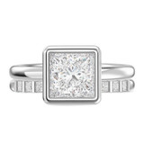 Photo of Niu 3 1/4 ct tw. Lab Grown Diamond Princess Solitaire Bridal Set 10K White Solid Gold [BR1917W-K295]