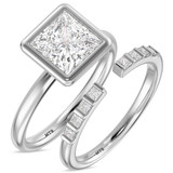 Photo of Niu 3 1/4 ct tw. Lab Grown Diamond Princess Solitaire Bridal Set 10K White Solid Gold [BR1917W-K295]