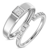 Photo of Niu 3/4 ct tw. Lab Grown Diamond Wedding Band Set 14K White Solid Gold [WB2658W]