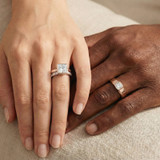 Photo of Niu 3 3/4 ct tw. Lab Grown Diamond Princess Solitaire Trio Set 14K Rose Solid Gold [BT1917R-K295]