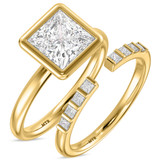 Photo of Niu 3 1/4 ct tw. Lab Grown Diamond Princess Solitaire Bridal Set 10K Yellow Solid Gold [BR1917Y-K295]