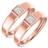 Photo of Niu 1 ct tw. Lab Grown Diamond Same Sex Mens Band Set 14K Rose Solid Gold [WM2658R]