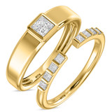 Photo of Niu 3/4 ct tw. Lab Grown Diamond Wedding Band Set 14K Yellow Solid Gold [WB2658Y]