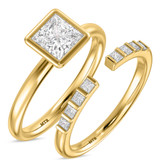Photo of Niu 1 1/4 ct tw. Lab Grown Diamond Princess Solitaire Bridal Set 10K Yellow Solid Gold [BR1916Y-K095]