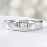 Photo of Niu 1/2 ct tw. Lab Grown Diamonds Mens Band 14K White Solid Gold [BT2658WM]