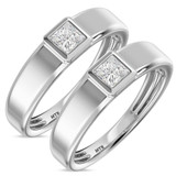 Photo of Niu 1 ct tw. Lab Grown Diamond Same Sex Mens Band Set 14K White Solid Gold [WM2658W]