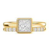 Photo of Niu 1 1/4 ct tw. Lab Grown Diamond Princess Solitaire Bridal Set 14K Yellow Solid Gold [BR1916Y-K095]