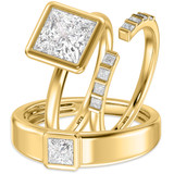 Photo of Niu 3 3/4 ct tw. Lab Grown Diamond Princess Solitaire Trio Set 10K Yellow Solid Gold [BT1917Y-K295]